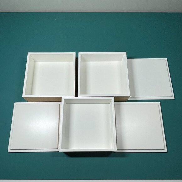 Display Trinket Boxes (3) White with Beech - Picture 4 of 7